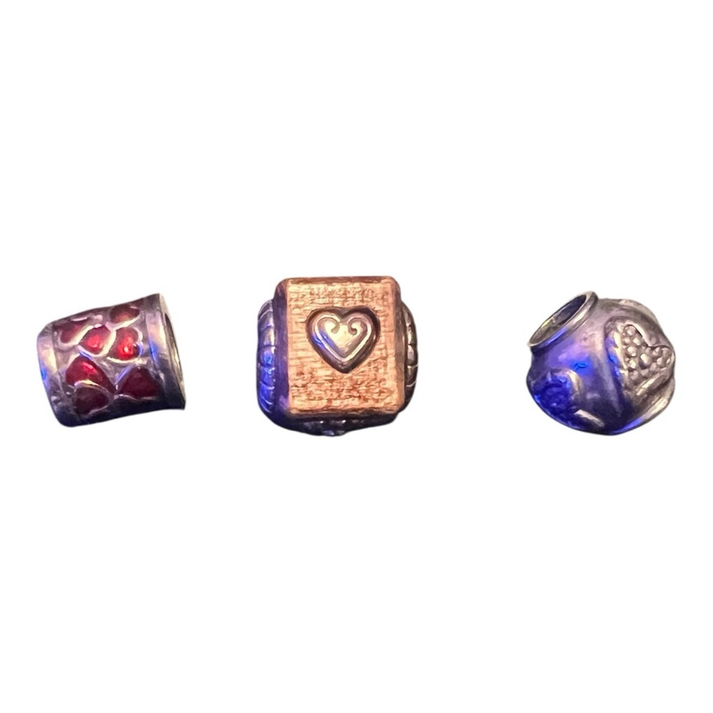 ✨ Brighton Silver-Tone Spacer‎ Charms Set | Hearts & Textured Designs